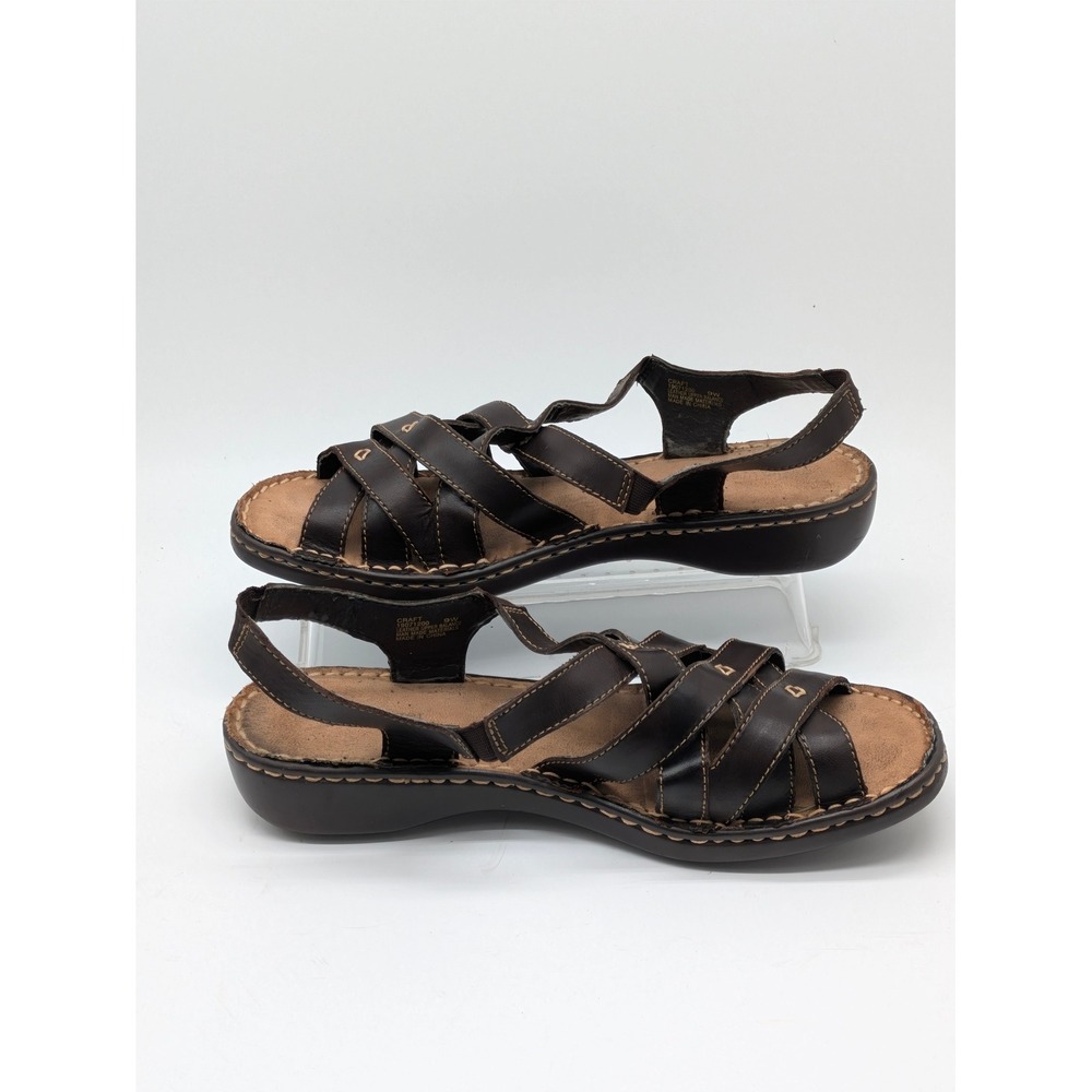 Naturalizer Craft Women's Leather Sandals Brown Size 9W Wide Comfort Slingback